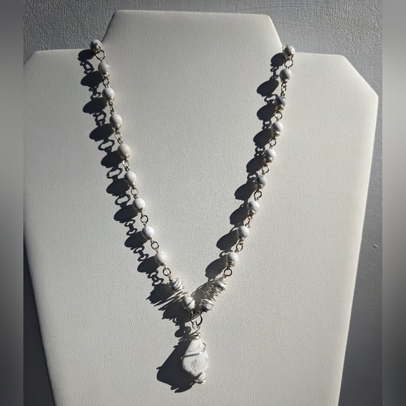 โจSOLDโจowlite Stone Necklace Handmade Silver Wi - Picture 7 of 10